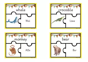 Vorschau - Spiele - Wild Animals Puzzle English German | Vocabulary - Seite 3
