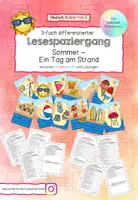 Vorschau - Arbeitsblätter - Lesespaziergang Sommer - Ein Tag am Strand (3-fach differenziert) - Deckblatt