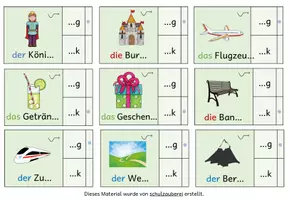 Vorschau - Fördermaterial/Inklusion - 26 Klammerkarten - g oder k? Verlängerungsstrategie - Deckblatt