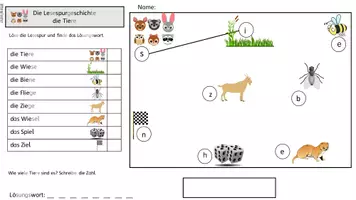 Vorschau - Arbeitsblätter - Die Tiere - Lesespur ie fünffach differenziert - Seite 1