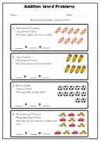 Vorschau - Arbeitsblätter - Addition Word Problems (Sums to 20) | English Math - Seite 1