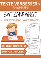 Vorschau - Arbeitsblätter - Satzanfänge verbessern 4. Klasse Deutsch Schreibkonferenz - Deckblatt