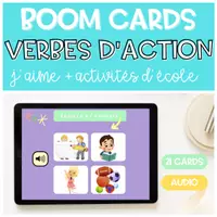 Aperçu - Apprentissages en autonomie - Les Verbes d' action BOOM CARDS avec audio - Page de couverture
