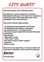 Vista previa - Juegos / Gamificación - City Quest board game and vocabulary pack | Monopoly - página 1