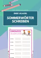 Vorschau - Arbeitsblätter - Sommerwörter schreiben: Nachspuren und schreiben - Deckblatt