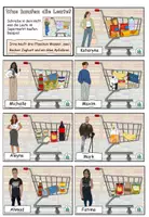 Aperçu - Feuilles d'exercices - "Was kaufen die Leute?" Éventails et carte des tâches - Les produits du supermarché - Allemand - Page 1