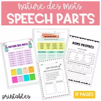 Aperçu - Feuilles d'exercices - Nature des mots Classe grammaticale - Page de couverture