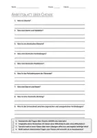 Vorschau - Arbeitsblätter - AB mit Fragen zum Thema "Chemie" + Lösungsblatt + Mindmap - Deckblatt