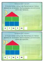 Vorschau - Aufgabenkarten - Mal-Plus-Häuser Material dreifach differenziert mit Lösung - Seite 1