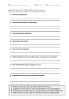 Vorschau - Arbeitsblätter - AB mit Fragen zum Thema "Depression" + Lösungsblatt + Mindmap + Infografik - Deckblatt