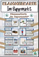 Vorschau - Bildkarten - Klammerkarte Rechtschreibung "Im Supermarkt" DaZ / DaF / Deutsch - Deckblatt