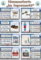 Vorschau - Bildkarten - Klammerkarte Rechtschreibung "Im Supermarkt" DaZ / DaF / Deutsch - Seite 1