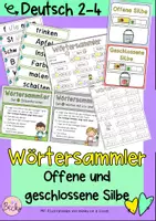 Vorschau - Arbeitsblätter - Übung offene, geschlossene Silbe (Wörtersammler) - Deckblatt