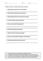 Vorschau - Arbeitsblätter - AB mit Fragen zum Thema "Deutschland" + Lösungsblatt + Infografik - Deckblatt