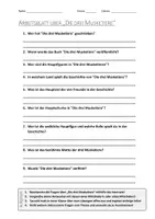 Vorschau - Arbeitsblätter - AB mit Fragen zum Thema "Die drei Musketiere" + Lösungsblatt + Mindmap + Infografik - Deckblatt