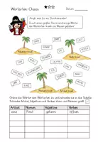 Vorschau - Arbeitsblätter - Wortarten-Chaos mit Kapitän Book - Seite 1