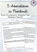 Vorschau - Arbeitsblätter - 5 Arbeitsblätter zum Thema "Plastikmüll" - Klasse 5/6 - #TimeForClimateAction- - Deckblatt