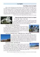 Aperçu - Feuilles d'exercices - Visiting Los Angeles - Reading Comprehension - Page de couverture