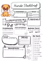 Vorschau - Arbeitsblätter - Steckbrief Hund - Seite 1