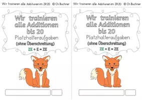 Vorschau - Arbeitsblätter - Trainingsheft Additionen im ZR 20 Platzhalter ? + E = ZE - Seite 1