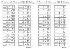 Vorschau - Arbeitsblätter - Trainingsheft Additionen im ZR 20 Platzhalter ? + E = ZE - Seite 3