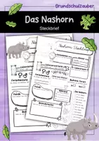 Vorschau - Arbeitsblätter - Steckbrief Nashorn - Deckblatt