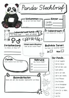 Vorschau - Arbeitsblätter - Steckbrief Panda - Seite 1