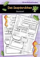 Vorschau - Arbeitsblätter - Steckbrief Seepferdchen - Deckblatt