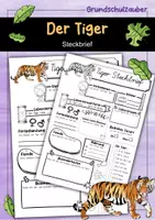 Vorschau - Arbeitsblätter - Steckbrief Tiger - Deckblatt
