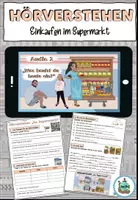 Vorschau - Arbeitsblätter - Hörverstehen "Einkaufen im Supermarkt" DaZ / DaF / Deutsch - Deckblatt