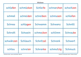 Vorschau - Spiele - Konsonantenhäufung: Leseteppich - schl, schm, schn, schr, schw - Seite 2