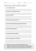 Vorschau - Arbeitsblätter - AB mit Fragen zum Thema "Elisabeth die Erste" + Lösungsblatt - Deckblatt