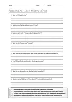 Vorschau - Arbeitsblätter - AB mit Fragen zum Thema "Michael Ende" + Lösungsblatt + Infografik - Deckblatt