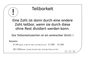 Vorschau - Arbeitsblätter - Teilbarkeitsregeln 1-15, 18, 20, 25, 50, 100 - Seite 1