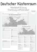 Vorschau - Arbeitsblätter - Deutsche Küste: Kartenarbeit Norddeutschland (inkl. Lösung) - Deckblatt