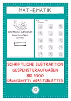 Vorschau - Arbeitsblätter - Schriftliche Subtraktion. Gespensteraufgaben bis 1.000 - Deckblatt