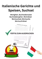Vorschau - Arbeitsblätter - Italienische Gerichte und Speisen, Suchsel, Wortgitter, Buchstabensalat, Buchstabengitter - Deckblatt