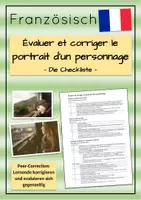 Vorschau - Merkblätter - Évaluer et corriger le portrait d'un personnage (große Checkliste für Peer Correction) - Deckblatt