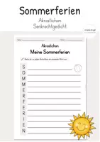 Vorschau - Arbeitsblätter - Sommerferien: Akrostichon Gedicht - Deckblatt