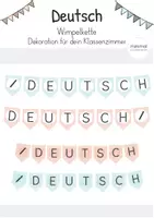 Vorschau - Poster - Wimpelkette Deutsch (Girlande) Dekoration Wimpel in Blau & Rot - Deckblatt