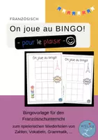 Vorschau - Arbeitsblätter - Pour le plaisir: On joue au BINGO! Frz. Bingovorlage - Deckblatt