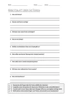 Vorschau - Arbeitsblätter - AB mit Fragen zum Thema "Ferien" + Lösungsblatt - Deckblatt