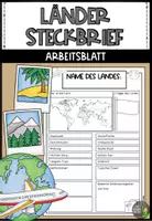 Vorschau - Arbeitsblätter - Länder Steckbrief - Arbeitsblatt - Deckblatt