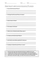 Vorschau - Arbeitsblätter - AB mit Fragen zum Thema "Fleischfressende Pflanze" + Lösungsblatt + Infografik - Deckblatt