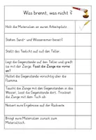 Vorschau - Arbeitsblätter - Experiment: Was brennt, was brennt nicht? - Seite 3
