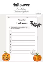 Vorschau - Arbeitsblätter - Halloween Akrostichon Gedicht - Deckblatt