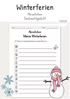 Vorschau - Arbeitsblätter - Winterferien Akrostichon Gedicht - Deckblatt