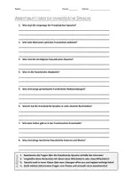 Vorschau - Arbeitsblätter - AB mit Fragen zum Thema "Französische Sprache" + Lösungsblatt - Deckblatt