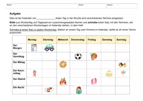Vorschau - Arbeitsblätter - Tageszeiten bestimmen und in Sätzen formulieren - Deckblatt