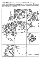 Vorschau - Mal- und Bastelvorlagen - Vincent van Gogh: "Sonnenblumen" - Kunstwerk puzzeln - Seite 1